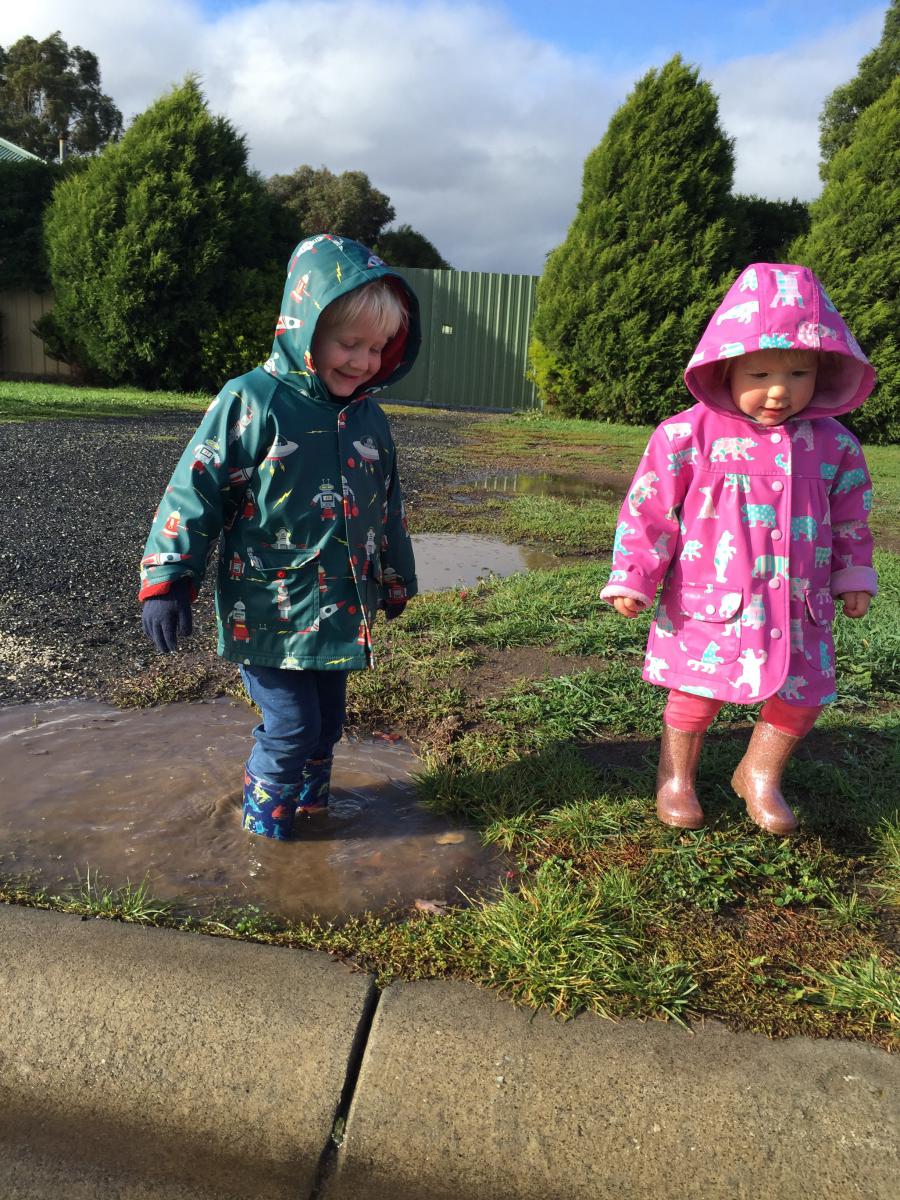 jumping in puddles