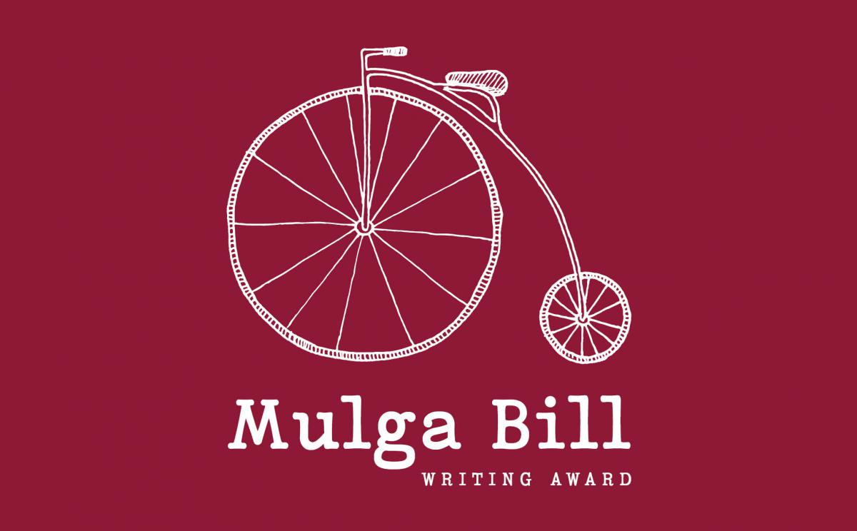 Mulga Bill Writing Award logo. Pennyfarthing illustration