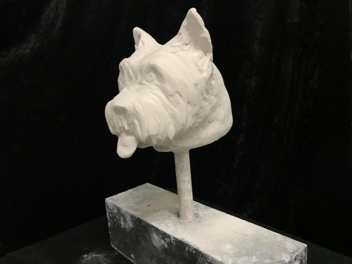Virginia McKenzie clay sculpture dog