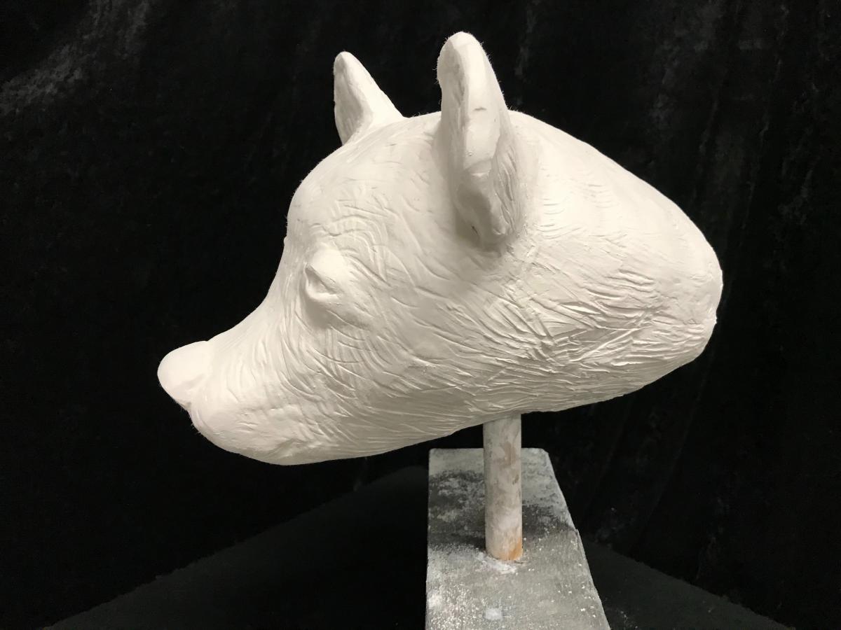Virginia McKenzie clay sculpture dog 2