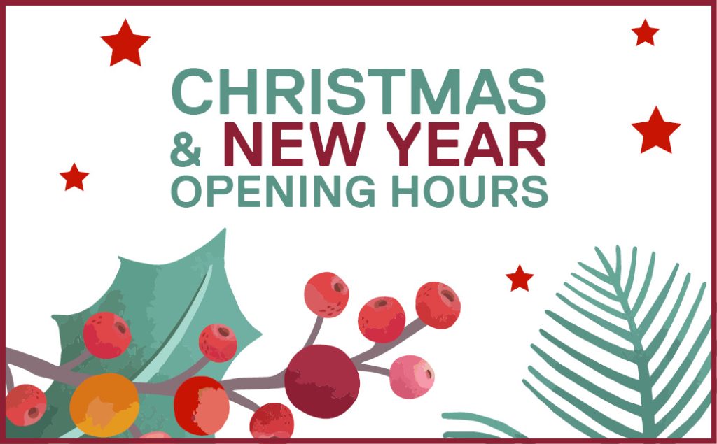 Christmas & New Year opening hours