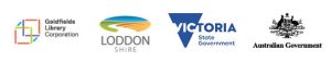 Goldfields Libraries, Loddon Shire, Victoria State Government and Australian Government logos